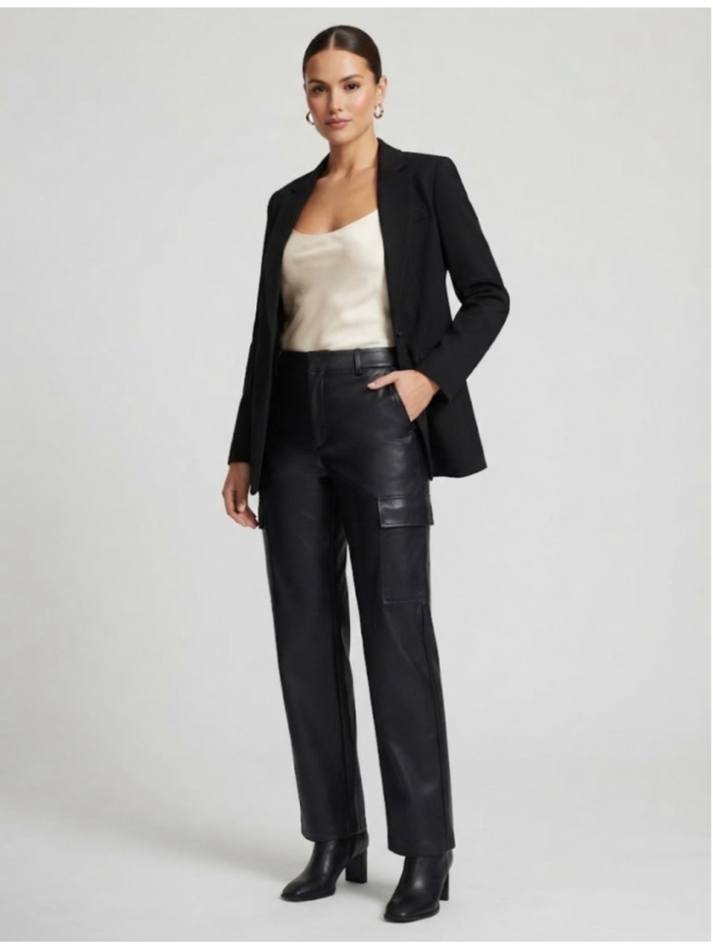 STR Black Faux Leather Cargo Pants Size 12